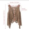 Women's Open Front Cotton Crochet Lace Boho Hippie Butterfly Vest Cardigan Coverup Sleeveless Irregular Hem