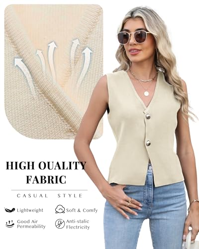 Sweater Vest Women Vest Tops Button Down Sleeveless Cute Vest 2025 Summer Spring Work Business Casual Outfits