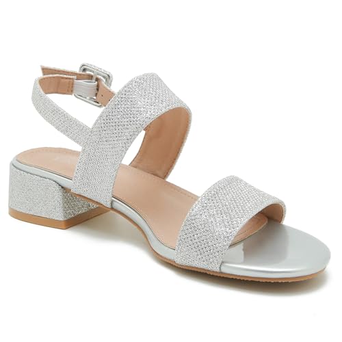 Women's Open Toe Ankle Strap Low Block Chunky Heels Sandals Holiday Party Wedding Dress Pumps Shoes