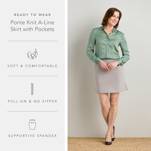 Women's Ecofabric Ponte Stretch A-Line Skirt with Side Pockets