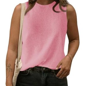 Womens Sleeveless Sweater Vest 2025 Casual Summer Crew Neck Knit Sweater Lightweight Pullover Tank Top