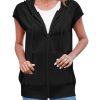 Women's Sleeveless Zip Up Hoodies Casual Loose Fit Drawstring Sweatshirts Lightweight Jackets Vest with Pockets