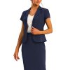 Women's Business Skirt Suit Set Work Office Short Sleeve Blazer Jacket Pencil Skirt