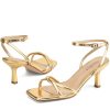 Women's Sandals Square Open Toe Kitten Heels Strappy Ankle Strap Sandals for Women Comfort Dress Party Shoes