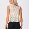 Women's Floral Crochet Hollow Out Sleeveless Open Front Boho Vest Cardigan