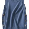 Womens Sweater Vest Summer Sleeveless Crewneck Ribbed Knit Side Button Loose Pullover Tank Tops 2025 Fall Outfits