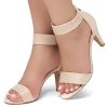 RROSE Women's Chunky Low Heels Open Toe Ankle Strap Heeled Sandals with Back Zipper Dressy Pumps Shoes for Wedding Prom Party