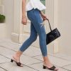 Heel Mules for Woman Square Open Toe Chunky Block Heel Slip on Heeled Sandals Casual Comfort Party Shoes