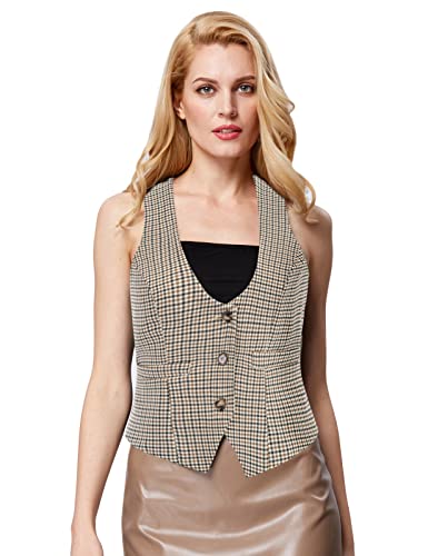 Womens Vest Top 2025 Trendy Academia Steampunk Waistcoat Racerback Vest Blazer（Runs Small, Suggest Size Up