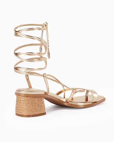 Womens Strappy Heels Thong Gladiator Flat Sandals Dressy Summer Low Chunky Block Heeled Roman Shoes