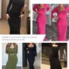 Long Sleeve Maxi Dress Bodycon Cocktail Dress Shapewear Tummy Control Fall Formal Dresses Built-in Bra