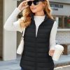 Women's Puffer Vest Lightweight Stand Collar Zip 4 Pockets Puffy Vests Sleeveless Quilted Padded Outerwear