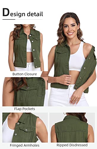 Women's Denim Vest, Sleeveless Jean Jacket (XS-XXL)