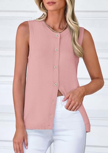 Fall Sweater Vest Women 2025 Casual Sleeveless Lightweight Button Down Knit Cardigans Shirts Ribbed Tank Tops