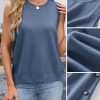 Womens Sweater Vest Summer Sleeveless Crewneck Ribbed Knit Side Button Loose Pullover Tank Tops 2025 Fall Outfits