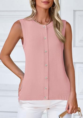 Fall Sweater Vest Women 2025 Casual Sleeveless Lightweight Button Down Knit Cardigans Shirts Ribbed Tank Tops