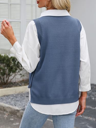 Womens Sweater Vest Summer Sleeveless Crewneck Ribbed Knit Side Button Loose Pullover Tank Tops 2025 Fall Outfits