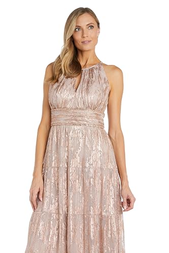 Women's Metallic Bloom Pleated Maxi Dress