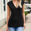 Womens Deep V Neck Sweater Vest Sleeveless Knit Button Up Loose Fit Cap Sleeve Trendy Summer Tops