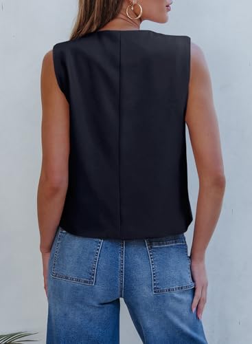 Vest for Women 2025 Button Down Sleeveless Blazer Suit Vest Cropped Waistcoat Spring Summer Casual Outfits