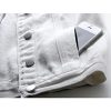 Women's Casual Denim Waistcoat Slim Fit Frayed Sleeveless Jacket Ripped Tops with Pockets