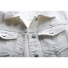 Women's Casual Denim Waistcoat Slim Fit Frayed Sleeveless Jacket Ripped Tops with Pockets