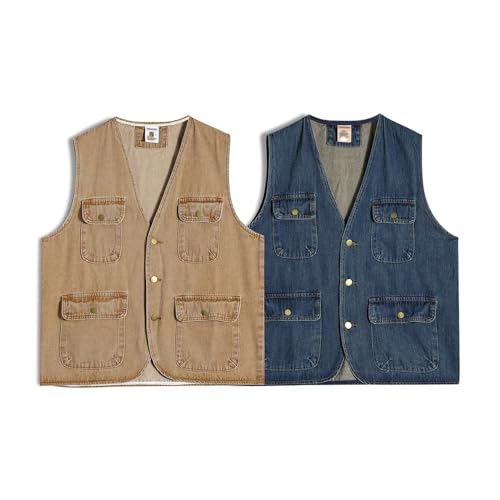 Summer Retro Pocket Denim Vest Coat Men's and WoMen's Casual Sleeveless Button Top
