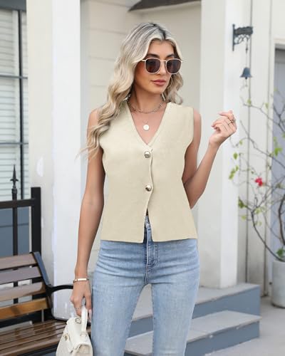 Sweater Vest Women Vest Tops Button Down Sleeveless Cute Vest 2025 Summer Spring Work Business Casual Outfits