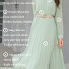 Business Casual Shirt Dress for Women Long Sleeves Pleated Midi Dresses with Belt