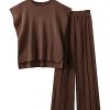 2 Piece Outfits for Women Sweater Sets Knit Vest Tops Elastic Waisted Pants