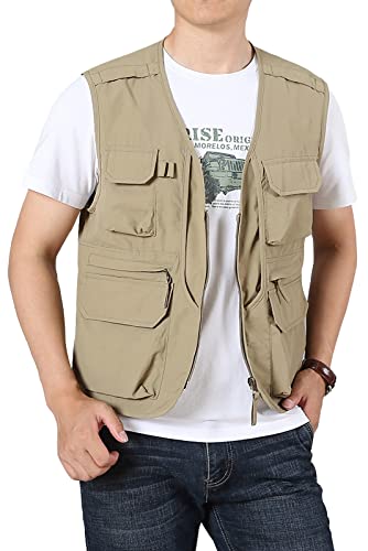 Men's Fishing Vest Lightweight Safari Travel Vest Utility Cargo Vest with Multi Pockets