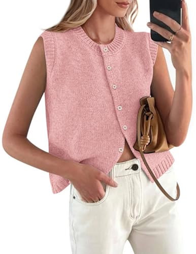 Fall Sweater Vest Women 2025 Casual Sleeveless Lightweight Button Down Knit Cardigans Shirts Ribbed Tank Tops