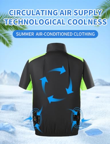 Cooling Vest with Fans Men Women Breathable Short Sleeve Air Conditioned Jacket Stay Cool in Hot Weather