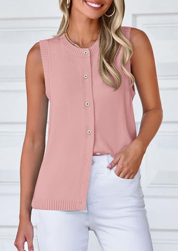 Fall Sweater Vest Women 2025 Casual Sleeveless Lightweight Button Down Knit Cardigans Shirts Ribbed Tank Tops
