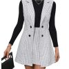 Women's 2 Piece Outfit Workwear Plaid Print Lapel Neck Vest Blazer and Skirt Set