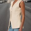 2025 Women's Summer Sleeveless Vest Tops - Lightweight Fully Liend V-Neck Casual Trendy Work Jacket With Pockets