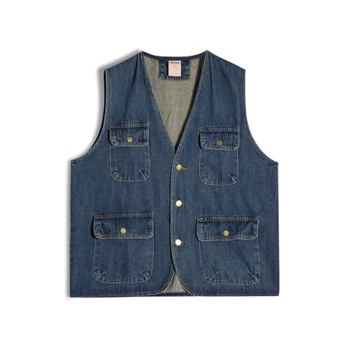 Summer Retro Pocket Denim Vest Coat Men's and WoMen's Casual Sleeveless Button Top