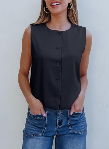 Vest for Women 2025 Button Down Sleeveless Blazer Suit Vest Cropped Waistcoat Spring Summer Casual Outfits