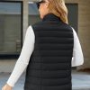 Women's Puffer Vest Lightweight Stand Collar Zip 4 Pockets Puffy Vests Sleeveless Quilted Padded Outerwear