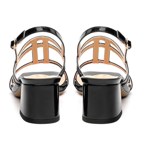 Women's Low Heels Strappy Sandals Square Open Toe Ankle Strap Low HeeL Sandals Comfort Dress Party Wedding Shoes 2"