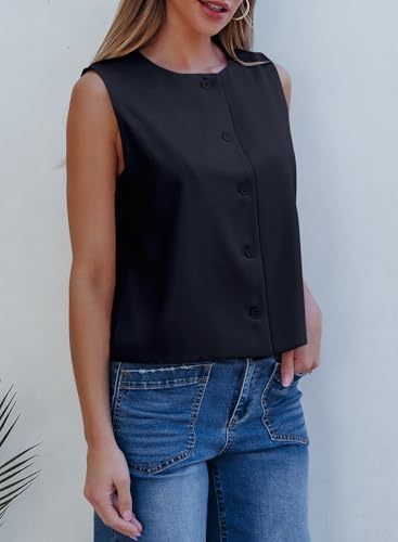Vest for Women 2025 Button Down Sleeveless Blazer Suit Vest Cropped Waistcoat Spring Summer Casual Outfits
