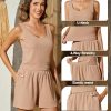 2 Pack Womens Summer 2 Piece Outfits Short Sets Matching Sleeveless Lounge Crop Top High Waisted Short with Pocket