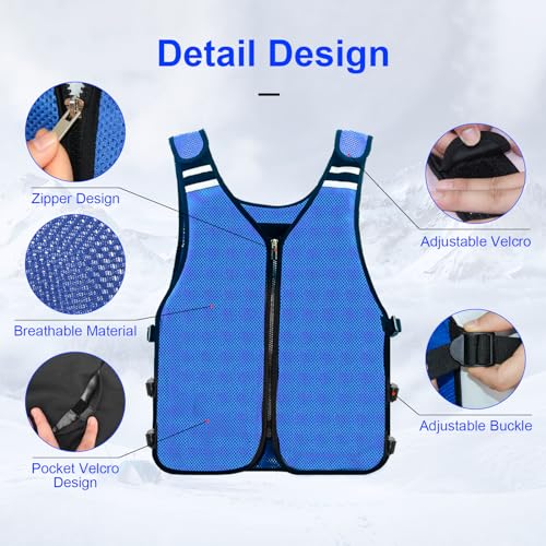 Cooling Vest for Men&Women, Reflective Ice Vest with 32 PCS Ice Packs, Cool Jacket for Hot Weather Summer Workout