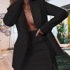 Women's 2 Piece Blazer and Skirt Suits, Open Front Blazer Jackets + Side Slit Mini Skirts