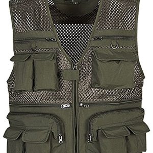 Mens Mesh Quick Dry Outdoor Work Fishing Travel Photo Vest with Multi Pockets