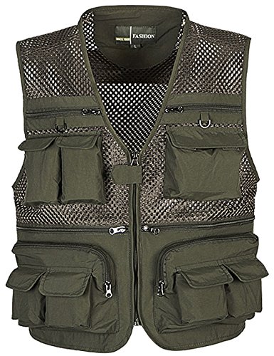 Mens Mesh Quick Dry Outdoor Work Fishing Travel Photo Vest with Multi Pockets