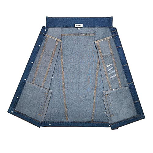 Men's Fit Retro Ripped Denim Vest Sleeveless Jean Vest and Jacket