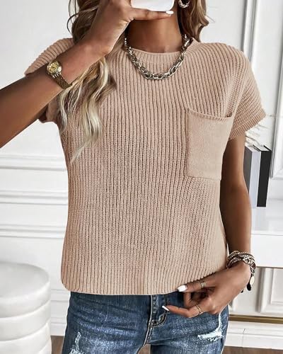 Summer Fall Short Sleeve Sweater for Women 2025 Casual Sweater Vest Cotton Knit Pullover Tank Tops Fashion Clothing