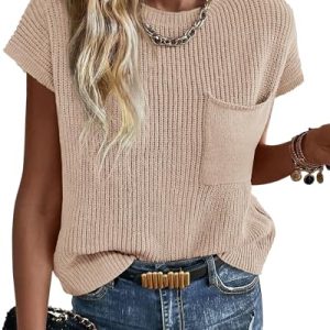 Summer Fall Short Sleeve Sweater for Women 2025 Casual Sweater Vest Cotton Knit Pullover Tank Tops Fashion Clothing