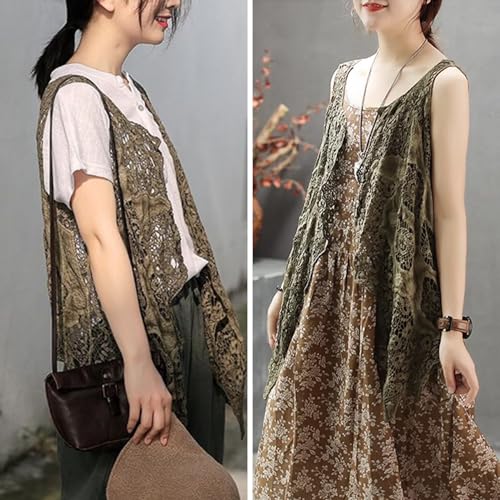 Women's Open Front Cotton Crochet Lace Boho Hippie Butterfly Vest Cardigan Coverup Sleeveless Irregular Hem